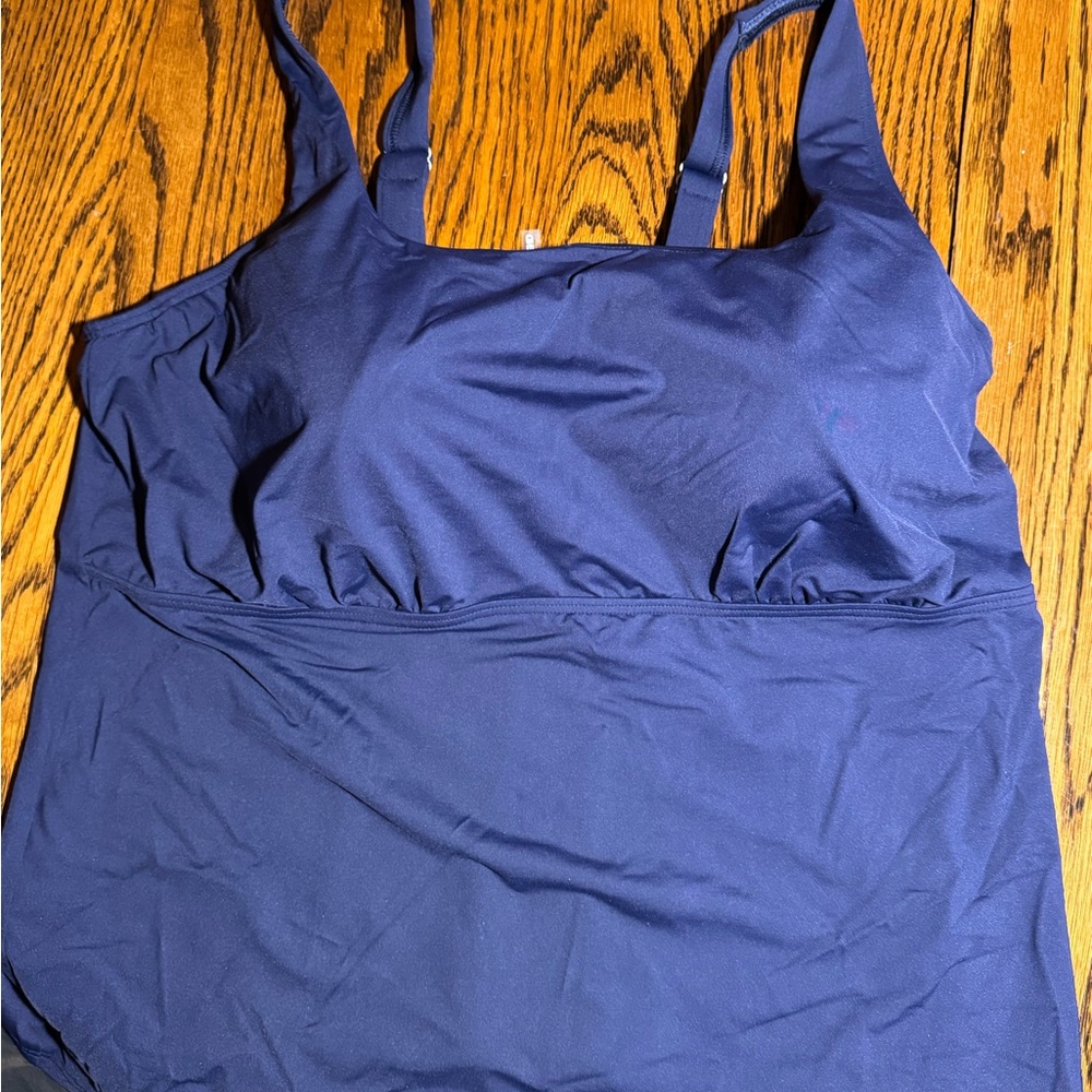 Lands' End Navy Blue One-Piece Swim Tank